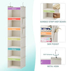 YOUDENOVA 6-Shelf Weekly Hanging Closet Organizer, Weekly Clothes Organizers for Kids with 2 Side Pockets, Beige - color: Beige
