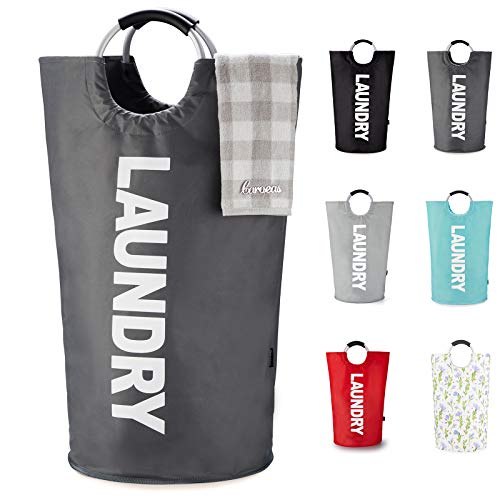 Caroeas 90L Laundry Basket (13 Colors), Waterproof Laundry Hamper, Laundry Bag with Padded Handles, Clothes Hamper, Collapsible Laundry Basket Easy Storage - color: Dark Grey, size: 90L