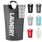 Caroeas 125L Laundry Basket,Large Laundry Hamper, Laundry Bag with Padded Handles, Clothes Hamper Stands Up Well, Collapsible Free Standing Easy Storage Washing Bin (Dark Grey,125L) - color: Dark Grey, size: 125L