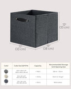 Foldable Fabric Storage Bins Cubes, 13x15x13 Inch Kallax Cubby Bins with Dual Handles, Graphite Gray, 4 Pack - color: Graphite Gray, size: KALLAX - 4 Pack