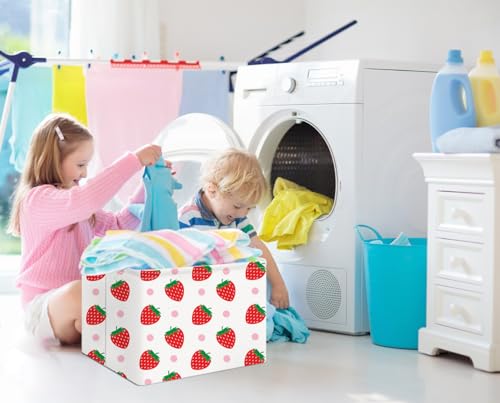NTAOHAMPER Rectangular Storage Basket Empty, Storage Bin with Handles, Room Decor, Gift Basket, Book Box(Strawberry) - color: Strawberry