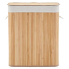 Bamboo Laundry Hamper Large 106L with Removable 4-Section Liner, Foldable Storage Basket with Lid and Handles for Bedroom, Laundry Room, Small Spaces – Natural - Rectangle - color: Natural - Rectangle