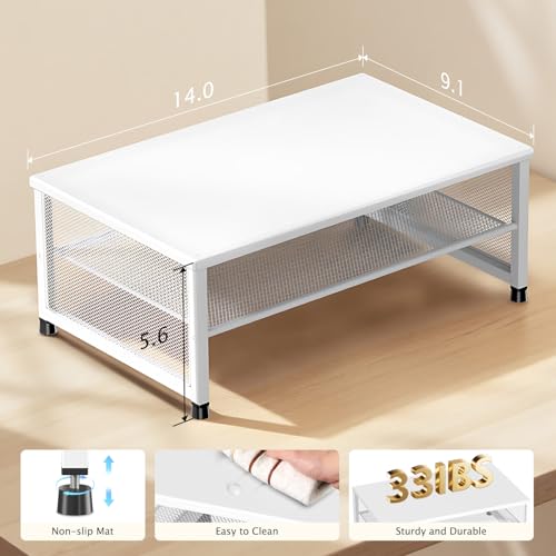 ECOLOVI 2-Tier Computer Monitor Stand Riser, Desk Organizer for Monitor, Printer & Laptop Stand, Desktop Workspace Organizers for Office Supplies(White) - color: White