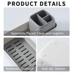 Vowupt Toothbrush Holder for Bathrooms, Toothbrush Organizer Countertop for Toothbrush Storage, Toothbrush and Toothpaste Holders Set with 3 Slots, Tooth Brushing Cup Caddy for Family-White