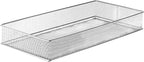 YBM HOME Silver Mesh Drawer Cabinet and or Shelf Organizer Bins, School Supply Holder Office Desktop Organizer Basket 1591s (1, 6x12x2 Inch) - size: 6x12x2 Inch