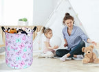 KUNRO Kids Laundry Hamper Clothes Gift Basket Storage Laundry Baskets Organizer Bin with Handles for Nursery Room (Purple Butterfly) - color: Purple-Butterfly
