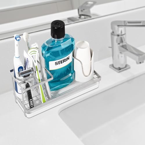 Toothbrush Holders for Bathrooms, Stainless Steel Tooth Brushing Holder Electric Toothbrush and Toothpaste Organizer Bathroom Accessories for Countertop, Shower, Sink - Silver - color: Silver, size: Small