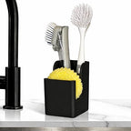 Spacewiser TidyNook Silicone Sink Caddy - Sponge Holder for Kitchen Sink, Dish Brush Holder, Fits Scrub Daddy Sponges, Scrub Mommy, and all Dish Sponges, Compact Kitchen Sinks Organizer Caddy, No Rust - color: Black