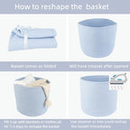 XUANGUO Cotton Rope Basket For Girls Boys Kids 16”X14” Baby Laundry Baskets Nursery Bin Round Woven Basket For Storage Toys Blankets Shoes Clothes blue - color: blue