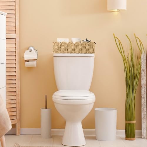 Toilet Paper Storage Basket Bathroom Counter Organizer Wicker Baskets for Organizing Cute Basket for Apartment Bedroom Nursery Room Kitchen Bathroom Decor -Beige - color: Beige