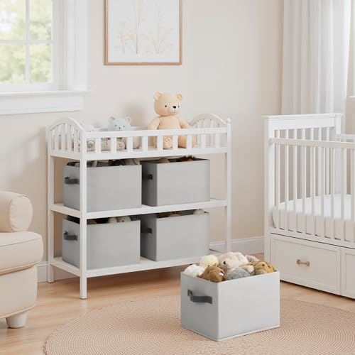 Cupic Cupid Storage Bins Closet, Fabric Closet Organizers and Storage, 4-Pack Baskets for Organizing, Large Storage Boxes with Handles for Clothes and Toys, Light Gray - color: Light Gray, size: 4-Pack