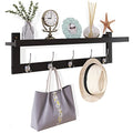 SMIBUY Coat Hooks with Shelf Wall-Mounted, 29.2 Inch Entryway Coat Rack for Wall, Bamboo Hanging Shelf with 5 Double Metal Hooks for Bathroom, Bedroom, Kitchen, Living Room, Mudroom (Black+Silver) - color: Black+Silver
