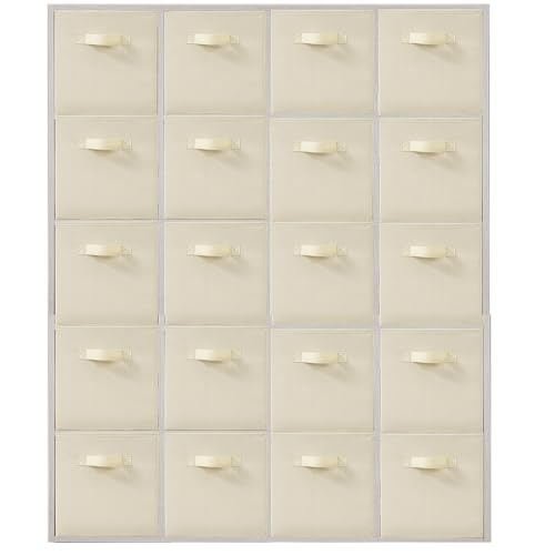 Storage Bins, 11 Inch Fabric Storage Cubes, Collapsible Cube Storage Box, Fabric Closet Organizers with Handle for Home, Office, Cabinet, Closets, Bedroom, Living Room, Beige, 20 Set - color: Beige, size: 20 Pack