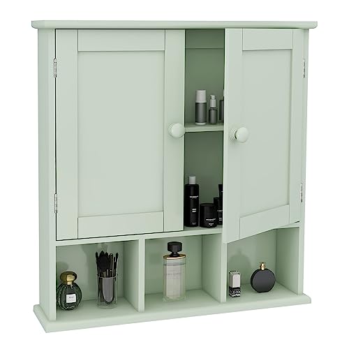 TaoHFE Green Bathroom Cabinet,Bathroom Wall Cabinet with 2 Door Adjustable Shelves,Over The Toilet Storage Cabinet,Green Bath Room Cabinet Wall Mounted,Medicine Cabinets for Laundry Kitchen - color: Green