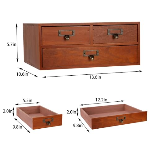 Wooden Storage Box Countertop Drawers Vintage Wooden Drawers Apothecary Cabinet Wood Desktop Organizer Box Library Card Catalog Cabinet（BROWN03） - color: BROWN03