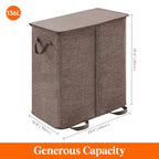Lifewit Double Laundry Hamper with Lid and Removable Laundry Bags, Large Collapsible 2 Dividers Dirty Clothes Basket with Handles for Bedroom Laundry Room Closet Bathroom College, 136L Brown - color: Brown, size: 136L