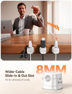 JOYROOM Detachable Magnetic Cord Organizer w/Secure Snap-Lock, 2-in-1 Adhesive& Magnetic Cable Clips, Auto-Fit Spring Management for φ1.5~8mm Cables, Under Desk Nightstand Home Office Car Wire Keeper