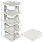 5 Tier Vertical Narrow Shoe Storage Organizer for Saving Space, Gray Plastic Small Collapsible Shoe Rack for Entryway, Closet, Bedroom
