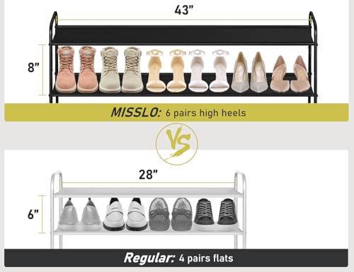 MISSLO 4 Tier Long Shoe Organizer for Closet Shoe Rack for Bedroom Closet Floor Shoe Shelf for Entryway Storage Stackable Wide Shoe Shelf Stores 30 Pairs of Men Sneakers, Black - color: Black, size: 4 Tier