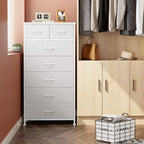 Crestlive Products Vertical Dresser Storage Tower - Sturdy Steel Frame, Wood Top, Easy Pull Fabric Bins, Handles - Organizer Unit for Bedroom, Hallway, Entryway, Closets - 7 Drawers (White) - color: White, style: 7 Drawers