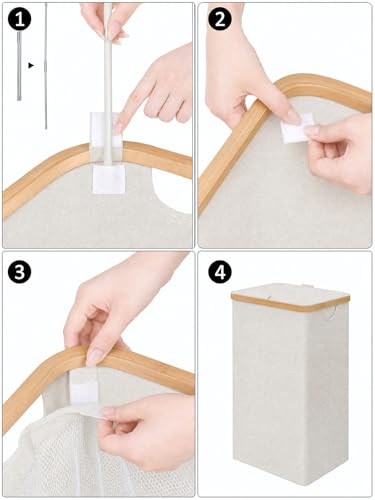 iEGrow 110L Laundry Basket with Lid, Laundry Hamper with Bamboo Handle,Clothes Basket Organizer with Removable Inner Bag for Clothes Towels,Light Grey - color: Light Grey, size: 110L