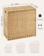 SETVSON Laundry Hamper with Lid Laundry Basket 132 L (35 Gal) Wicker Clothes Hamper, Handwoven Rattan Hamper with Handles and 4 Removable Liner Bags, 6 Mesh Bags for Laundry Bedroom Natural - color: Natural, size: 35.0 Gal