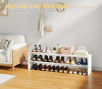 Cidaziya 47.2 Inch Long White Shoe Rack, Stackable Shoe Shelf Organizer for 15-18 Pairs of Shoes, 2 Tier Shoe Storage Organizer for Living Room, Bedroom, Closet, Entryway, Hallway, Garage - size: 1 Pack (47.2" Long)
