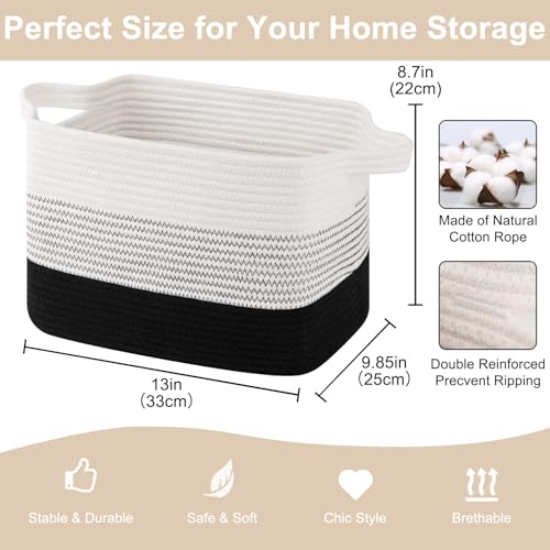OIASKET Storage Baskets for Organizing, Woven Baskets for Shelves, Rectangle Decorative Organizer for Storage Clothes, Toy, Books, Towels Nursery Bins 3 Pack (Gradient Black, 13"x9.85"x8.7") - color: Gradient Black, size: 13"x9.85"x8.7"