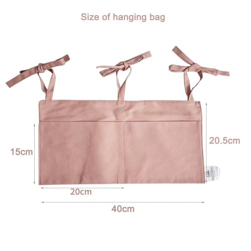 Baby Bedside Hanging Storage Bag - 2-Pocket Bedside Storage with High Capacity for Diapers & Essentials, Space-Saving Hanging Nursery Organizer 5 Colors Available (Pink) - color: Pink