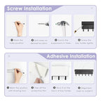 VIS'V Key Holder Wall Mount, Compact Adhesive Key Rack with Tray, 6 Hooks, 2 Mount Options, Black - color: Black