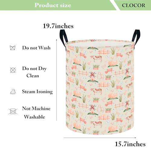 CLOCOR Large Laundry Basket,Waterproof Nursery Hamper,Collapsible Fabric Storage Container,Room Decor,Gift Basket（Farm - color: Farm