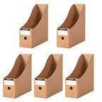 Foldable Desk File Holder Organizer Sturdy Cardboard Magazine Storage Box Document Rack with Blank Label Stickers for Home School Office (5, Brown) - color: Brown