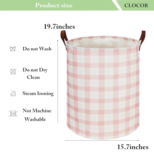 CLOCOR Laundry Basket, Waterproof Pink Nursery Hamper, Collapsible Fabric Storage Container, Room Decor, Gift Basket(Pink Grid) - color: Pink Grid