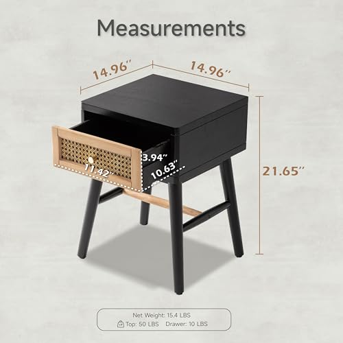 COZAYH Fully-Assembled Modern Farmhouse Clean-Lined Nightstand, End Table with 1 Drawer, Black - color: Black, style: 1 Drawer/1 pack