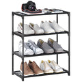 4-Tier Small Shoe Rack .Stackable Shoe Shelf Storage Organizer for Entryway Hallway Closet Bathroom Living Room (Black) - color: Black