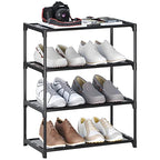 4-Tier Small Shoe Rack .Stackable Shoe Shelf Storage Organizer for Entryway Hallway Closet Bathroom Living Room (Black) - color: Black