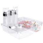 4 PCS Clear Plastic Drawer Organizer, Desk Drawer Divider Organizers and Storage Bins for Makeup, Jewelry, Gadgets for Kitchen, Bedroom, Bathroom, Office (9.0"x3.0"x2.2")