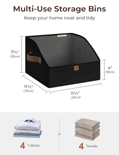 StorageWorks Closet Baskets for Shelves, Trapezoid Storage Bins, Closet Organizers and Storage, Clothes Organizing Bins, Small, Black, 3-Pack - color: Black, size: Small