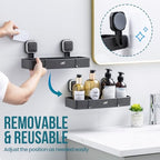 TAILI Shower Caddy Suction Cup, Heavy Duty Shower Organizer for Bathroom, Removable Shelves for Inside Shower, Wall Mounted Aluminum Storage for Bathroom Holder, Dark Gray - style: 1 × Dark Grey