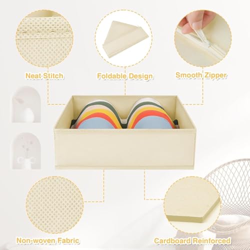 DIMJ Drawer Organizer Clothes, 15 Pack Dresser Organizer, Foldable Closet Organizers and Storage, Fabric Dresser Bins, Drawer Dividers for Nursery, Baby Clothes, Underwears, Sock (Beige) - color: Beige, size: 15 Pack