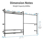 Timate F2 Pro Expandable Wall Mounted Clothes Rack Industrial Pipe Clothing Rack for Hanging Clothes, Heavy Duty Clothes Rack with Shelves, Garment Rack Wall Closet System, Black Pipe Closet Kit - color: Black, style: Timate F2 Pro