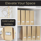 BLU MONACO | Gold Cardboard Magazine File Holder Set of 4 | Vertical Magazine File Holder for Shelves | Standing File Holder Desk Organizer - color: Gold