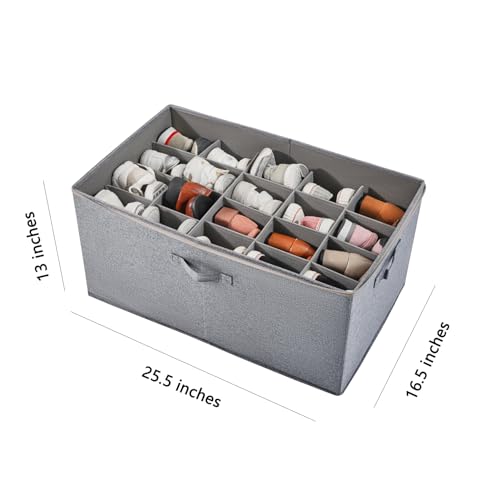 Berdeng Shoe Storage Organizer for Closet, Shoe Box Organizer, Space Saving Foldable Shoe Rack, Shoe Storage Cabinet with Clear Cover and Reinforced Handles, Fits 20 Pairs, Grey - color: Grey