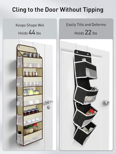 Yecaye 2 Pc Over the Door Organizer with 5 Bins 10 Side Pockets, 44lbs Load Hanging Bathroom and Bedroom Organizer, behind the Door Hanging Organizers for Nursery Newborn Baby Essential Stuff Beige - color: Beige, size: 2 Pak 5 Tier