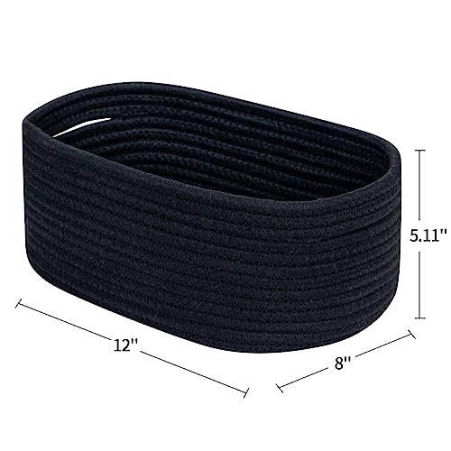 CubesLand Cute Black Basket Bins,Small Woven Storage Baskets for Shelf,Baby Nursery Basket Bin,Cube Organizer Basket Bin,Soft Toys Storage Basket,Home Decor Organization Bins 12 x 8 x 5 inches - color: Black, size: 2pcs-Small Basket
