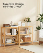 SONGMICS Bamboo Storage Shelf, 3-Tier Shelving Unit, Multifunctional, in The Entryway, Bathroom, Living Room, Balcony, Kitchen, 10.2 x 23.6 x 26 Inches, Light Bamboo UBCB33Y - color: Light Bamboo, size: 3 Tiers (10.2"D x 23.6"W x 26"H)