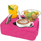 Couch Bed Cup Holder Pillow, Nisdoing 5 Hole Couch Drink Holder! Keep Drinks Hand Side and KeepTemp, Prevent Spills and Use Anywhere. Cup Holder for Couch, Bed,Camping,RV,Car,Beach.Pink - color: Pink