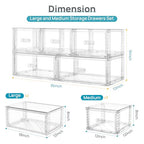 Vtopmart 5 Pack Large & Medium Stackable Drawer Organizer Set, 108QT Easy Assembly Clear Plastic Storage Cabinet, Durable Dresser for Closet, Bedroom, Entryway, Playroom & Apartment Organization - style: 2pk L & 3pk M