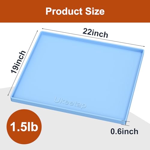 ukeetap Extra Thick Silicone Mat Waterproof with Raised Edge 22" x 19", Under Sink Mat for Kitchen & Bathroom, Kitchen Cabinet Liner, Multi-Purpose for Storage & Protection, Blue - color: Blue, size: 19"L x 22"W