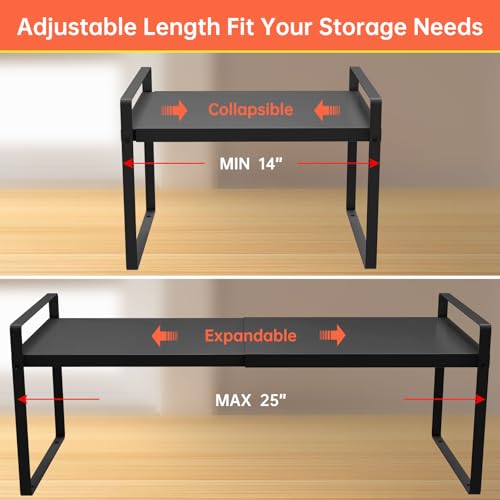 Adjustable Cabinet Shelves 9", Expandable 14~25" Metal Shelving for Pantry & Kitchen Organization (1Pcak) - color: 9" Wide ( 1 Pack)